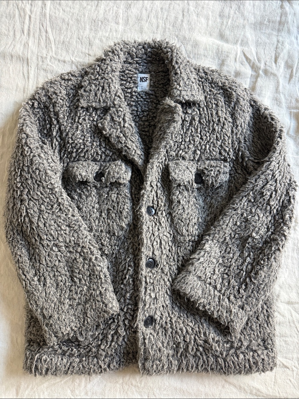 NSF Women’s Taupe Shag Textured Sherpa Jacket